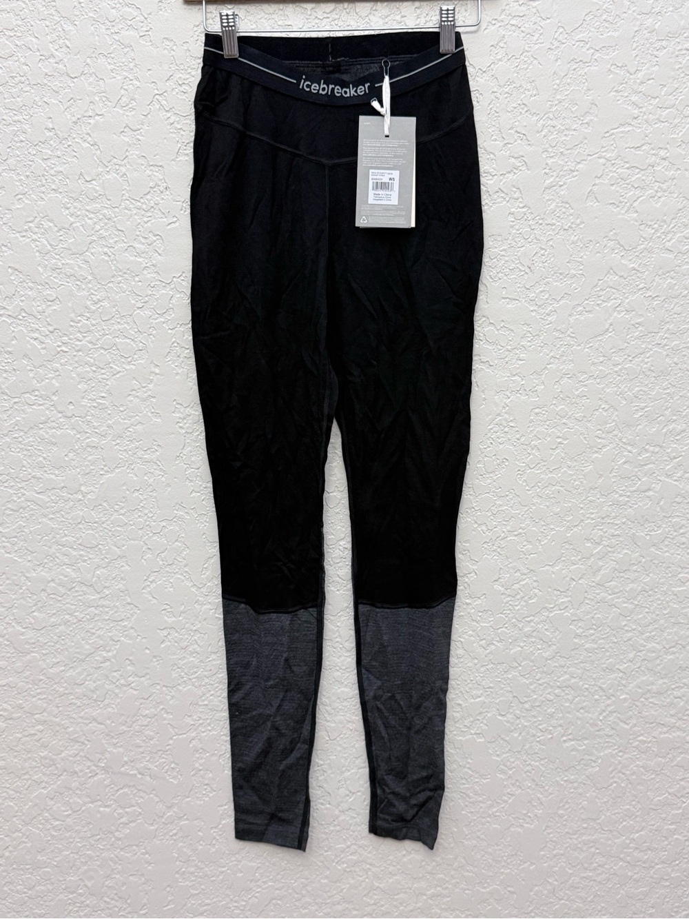 Icebreaker Black with Gray Lower-Leg Panel Merino Blend Leggings
